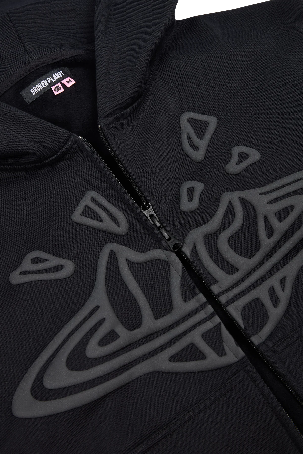 Broken Planet Market Zip Up Hoodie 'Midnight Black'