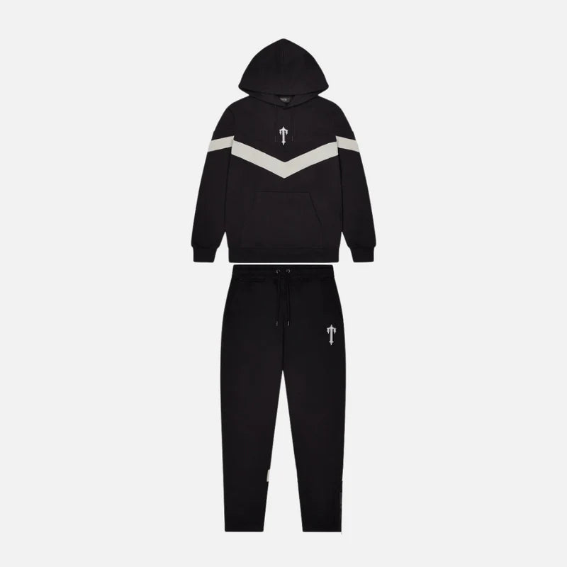 TRAPSTAR V-STRIPE HOODED TRACKSUIT - BLACK/GREY
