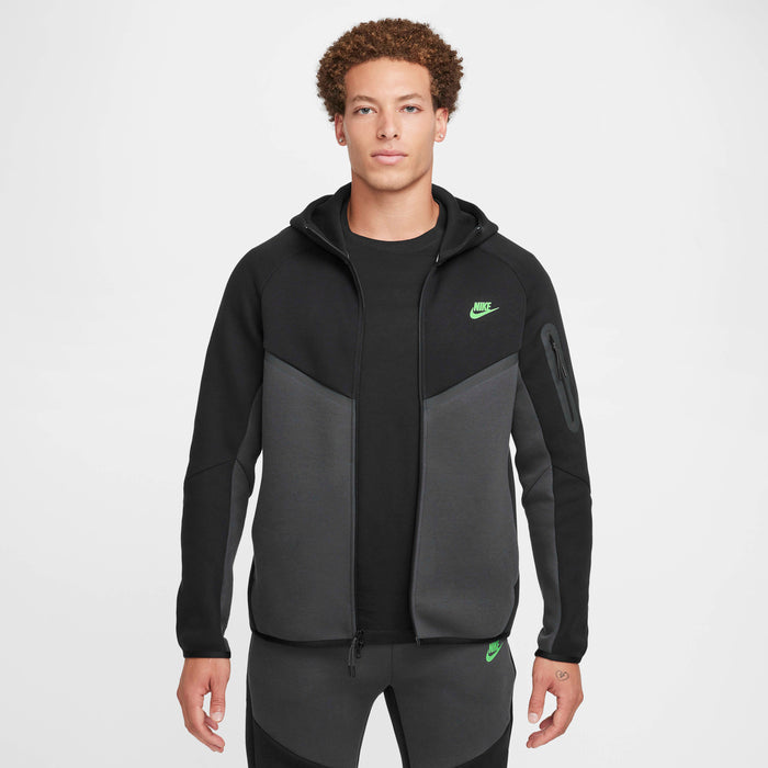 Nike Tech Fleece Full-Zip Hoodie Black/Anthracite/Green Strike 2025