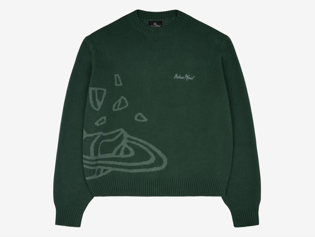 Broken Planet Market Forest Green Planet Knit Sweatshirt
