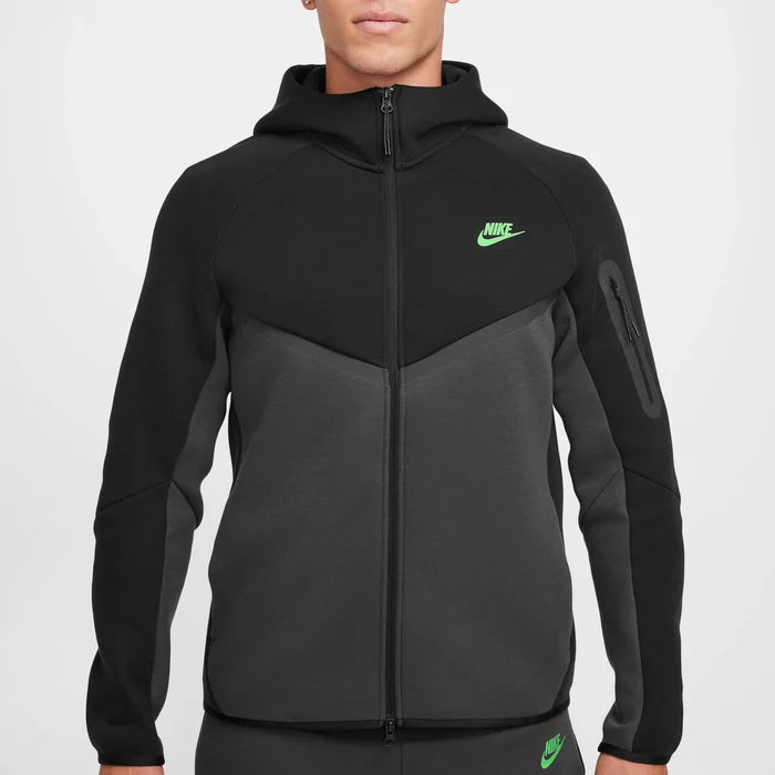 Nike Tech Fleece Full-Zip Hoodie Black/Anthracite/Green Strike 2025