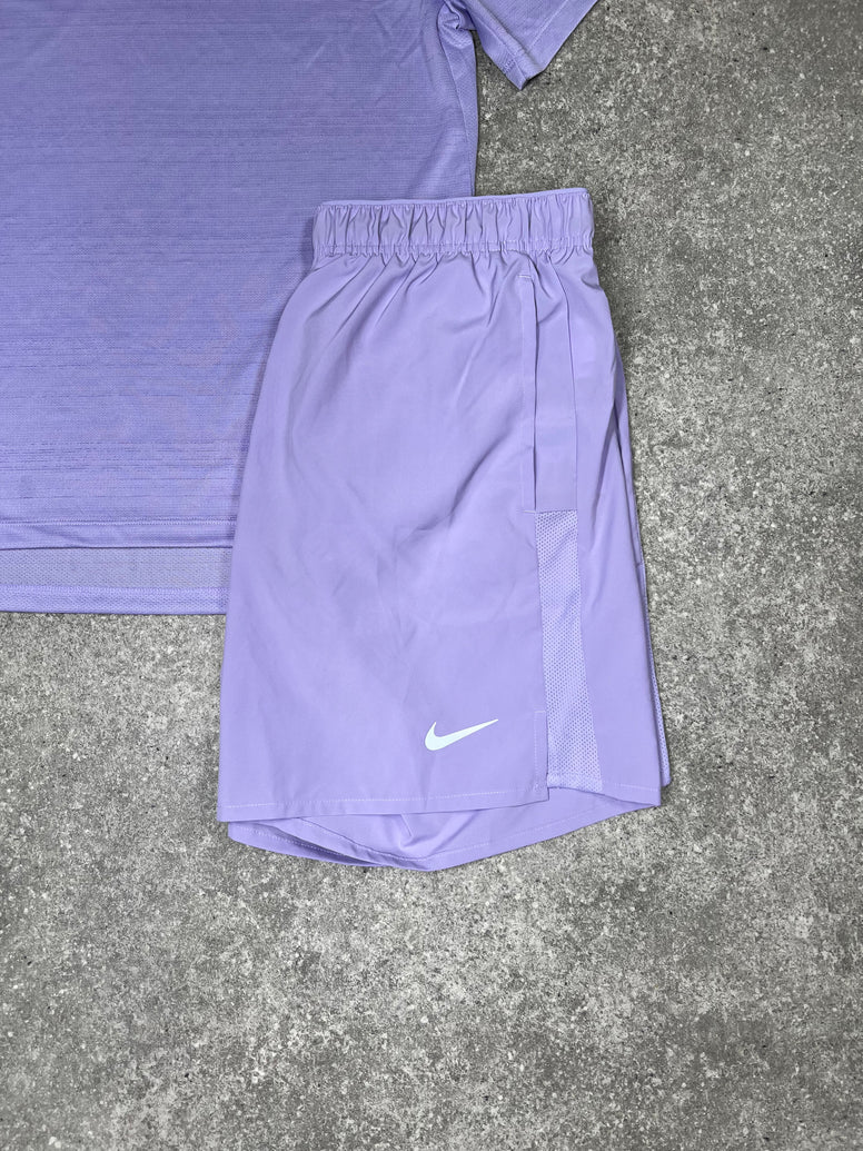 NIKE MILER 1.0 T-SHIRT & SHORTS SET - LAVENDER