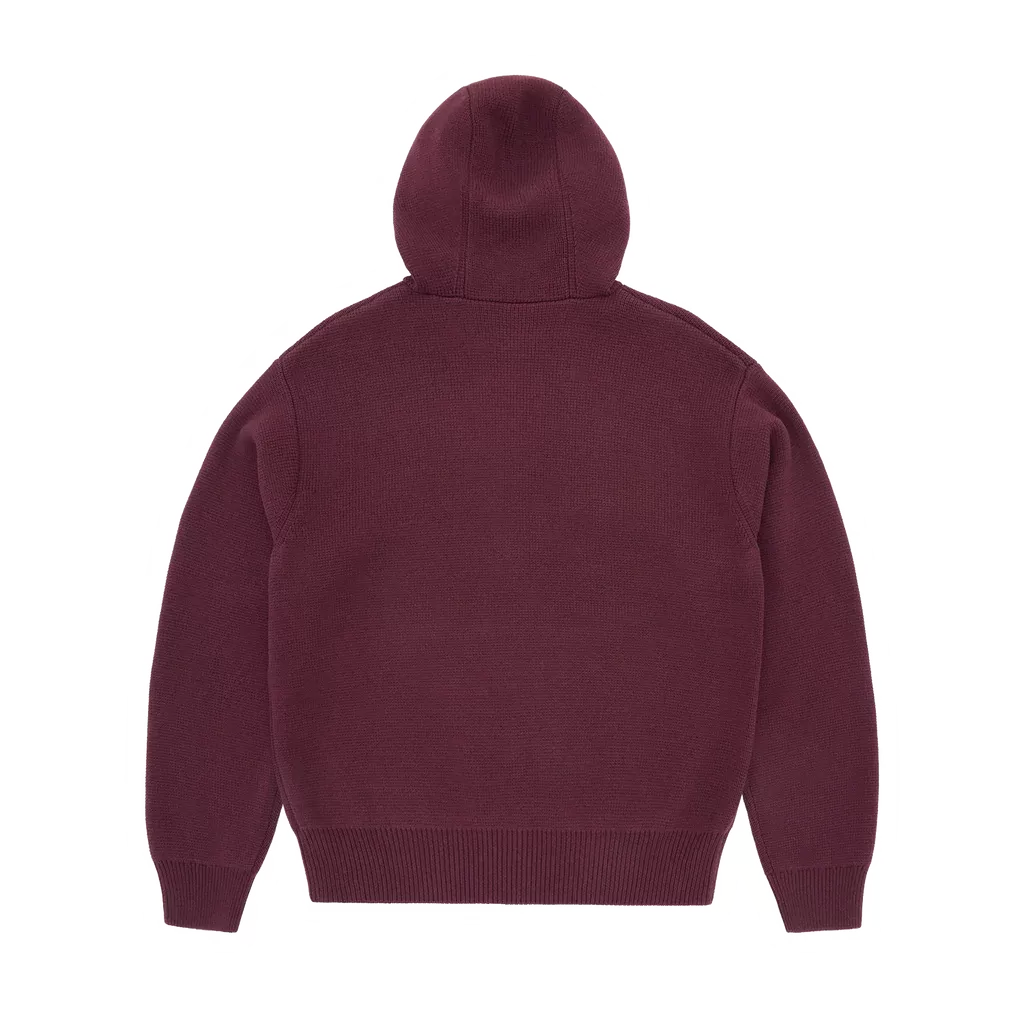 Corteiz 3M College Knit Zip Hoodie Wine