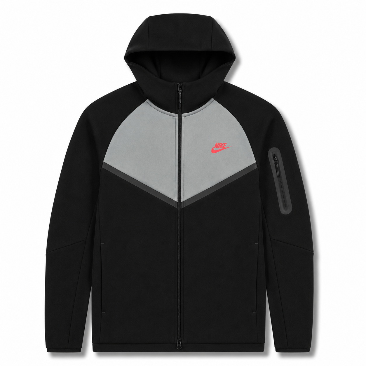 Nike Tech Fleece Full-Zip Hoodie Black/Bright Crimson 2025
