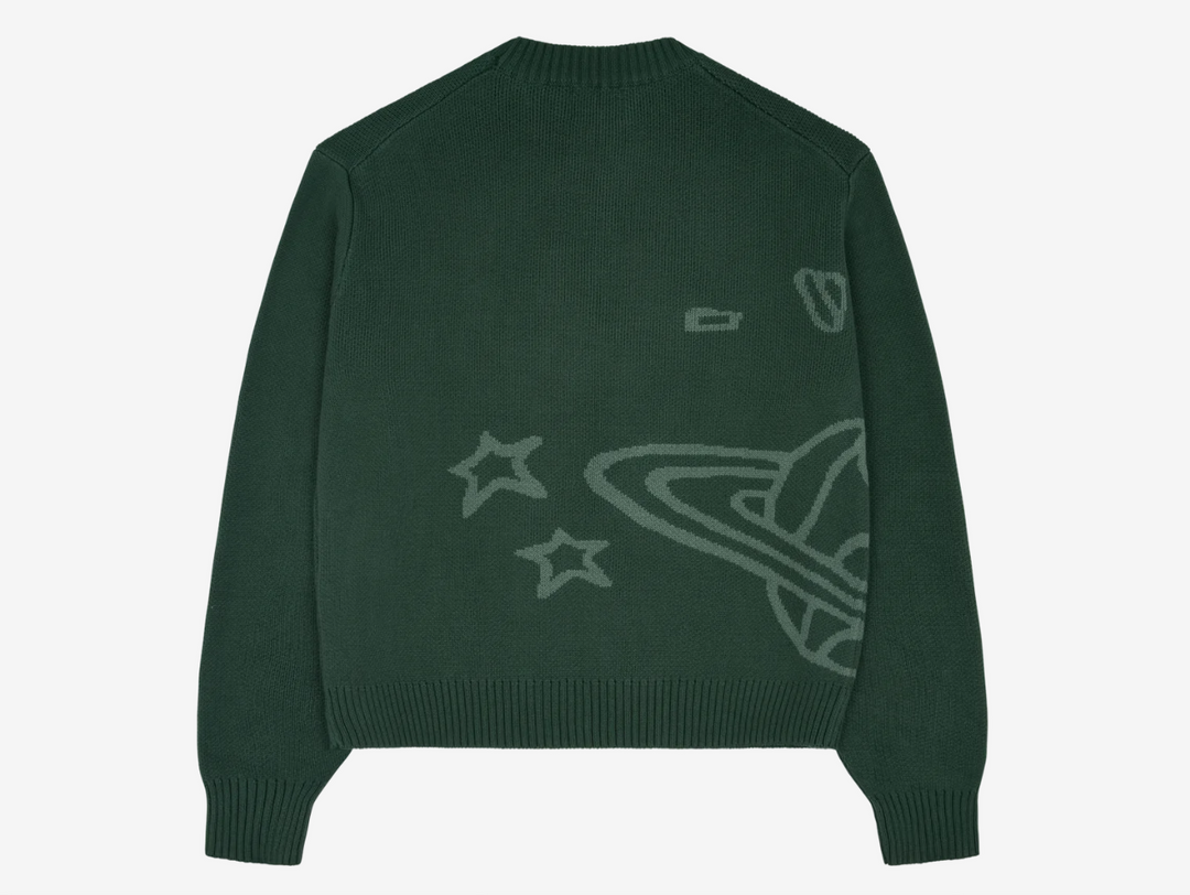 Broken Planet Market Forest Green Planet Knit Sweatshirt