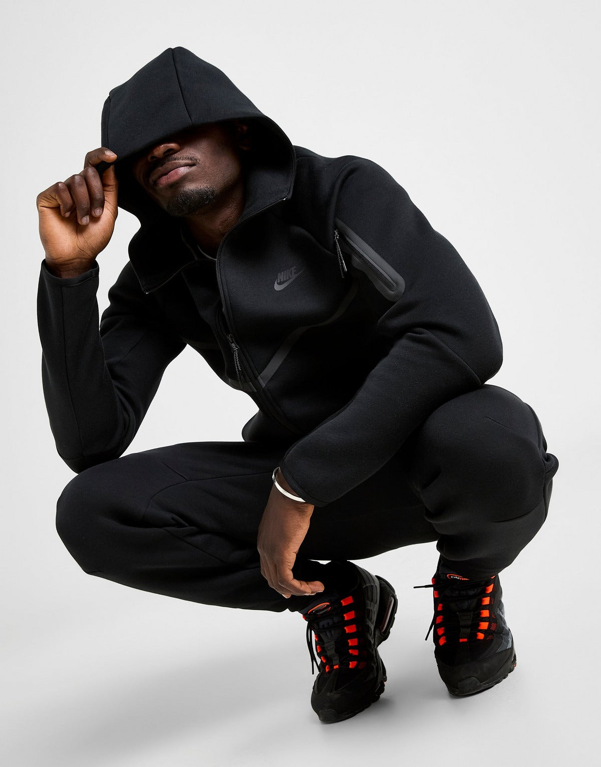 Nike Tech Fleece Full Zip Hoodie & Joggers Set Black/Black 2025