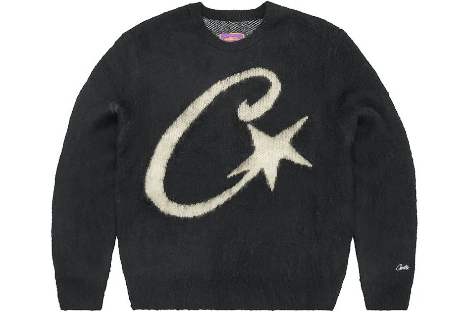 CORTEIZ C STAR MOHAIR KNIT SWEATER BLACK