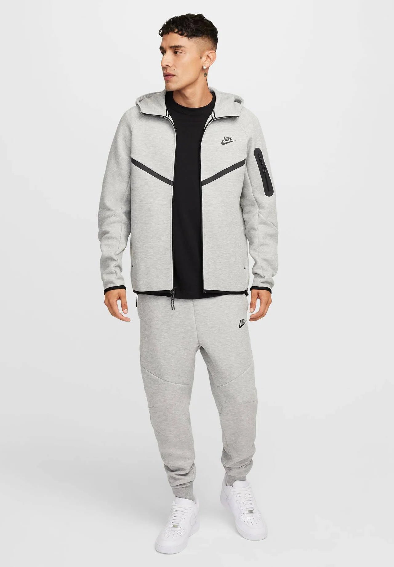 Nike Tech Fleece Full Zip Hoodie & Joggers Set Grey 2025