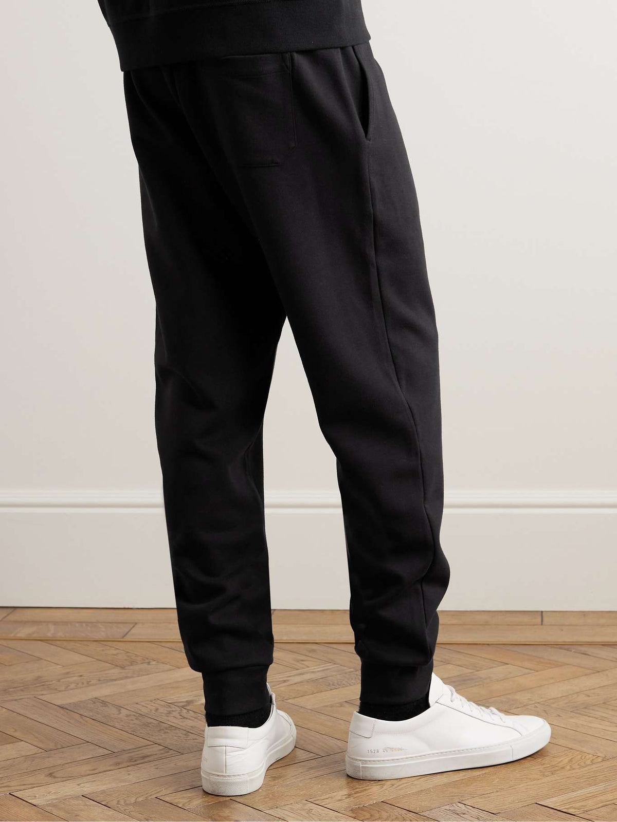 POLO RALPH LAUREN CUFFED LOGO TECH JOGGING BOTTOMS - BLACK