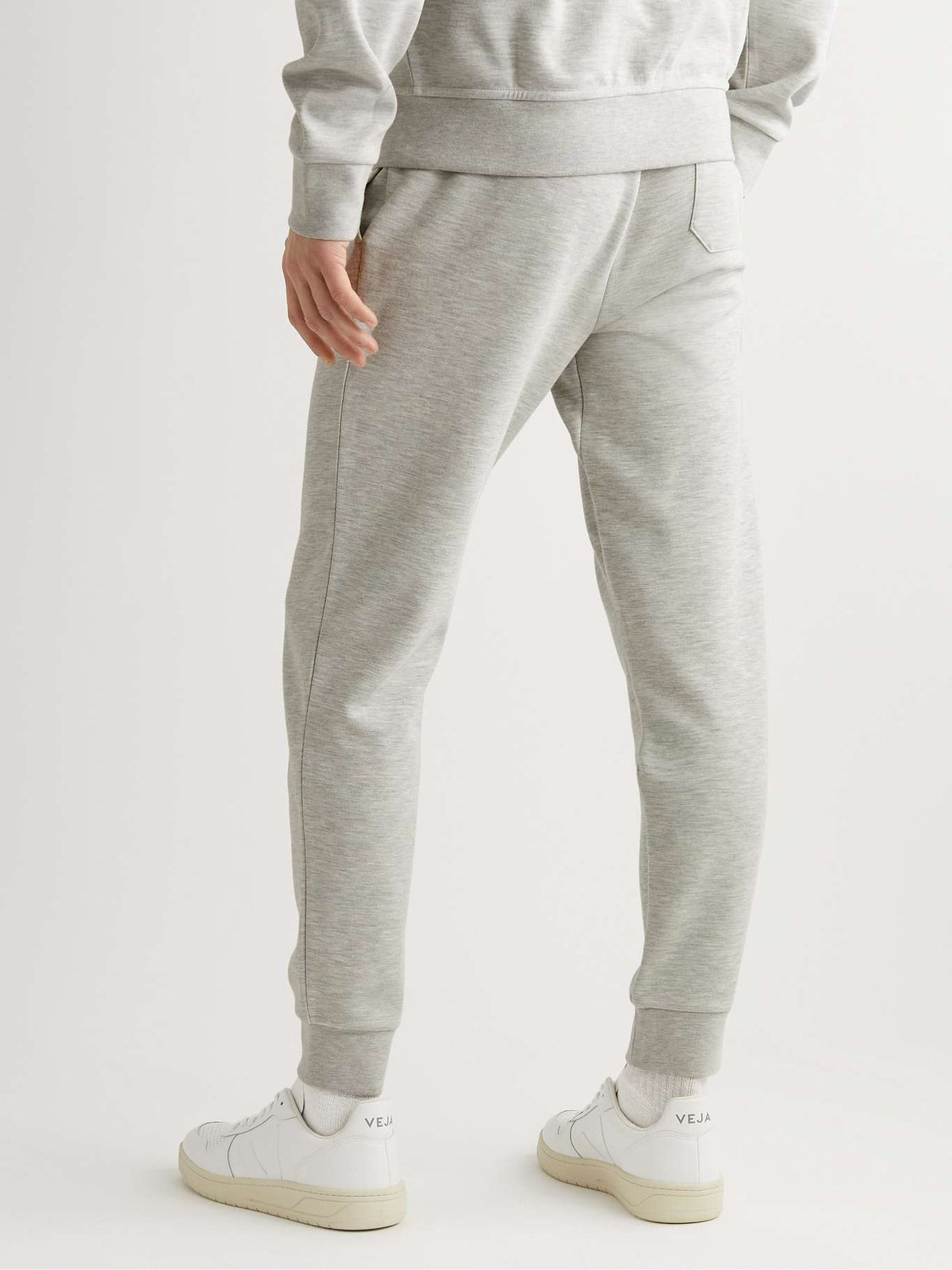 POLO RALPH LAUREN CUFFED LOGO TECH JOGGING BOTTOMS - LIGHT GREY
