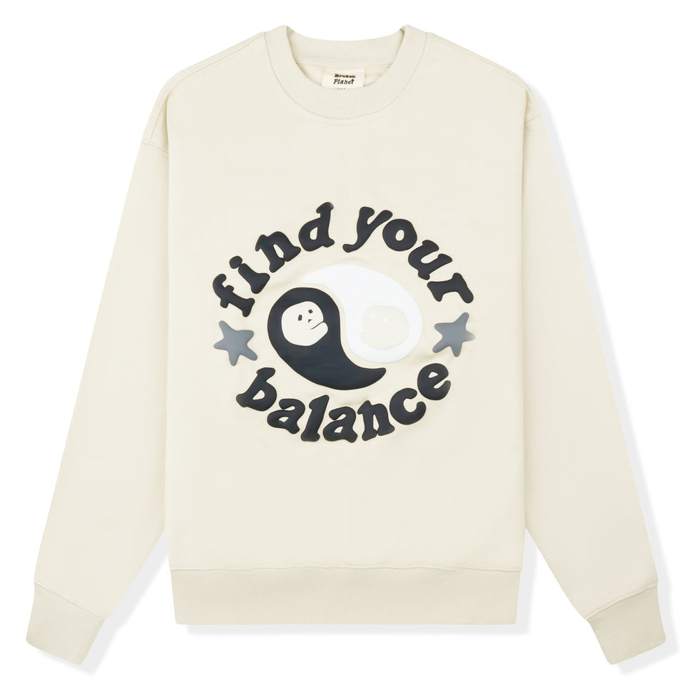 BROKEN PLANET FIND YOUR BALANCE BONE WHITE CREWNECK