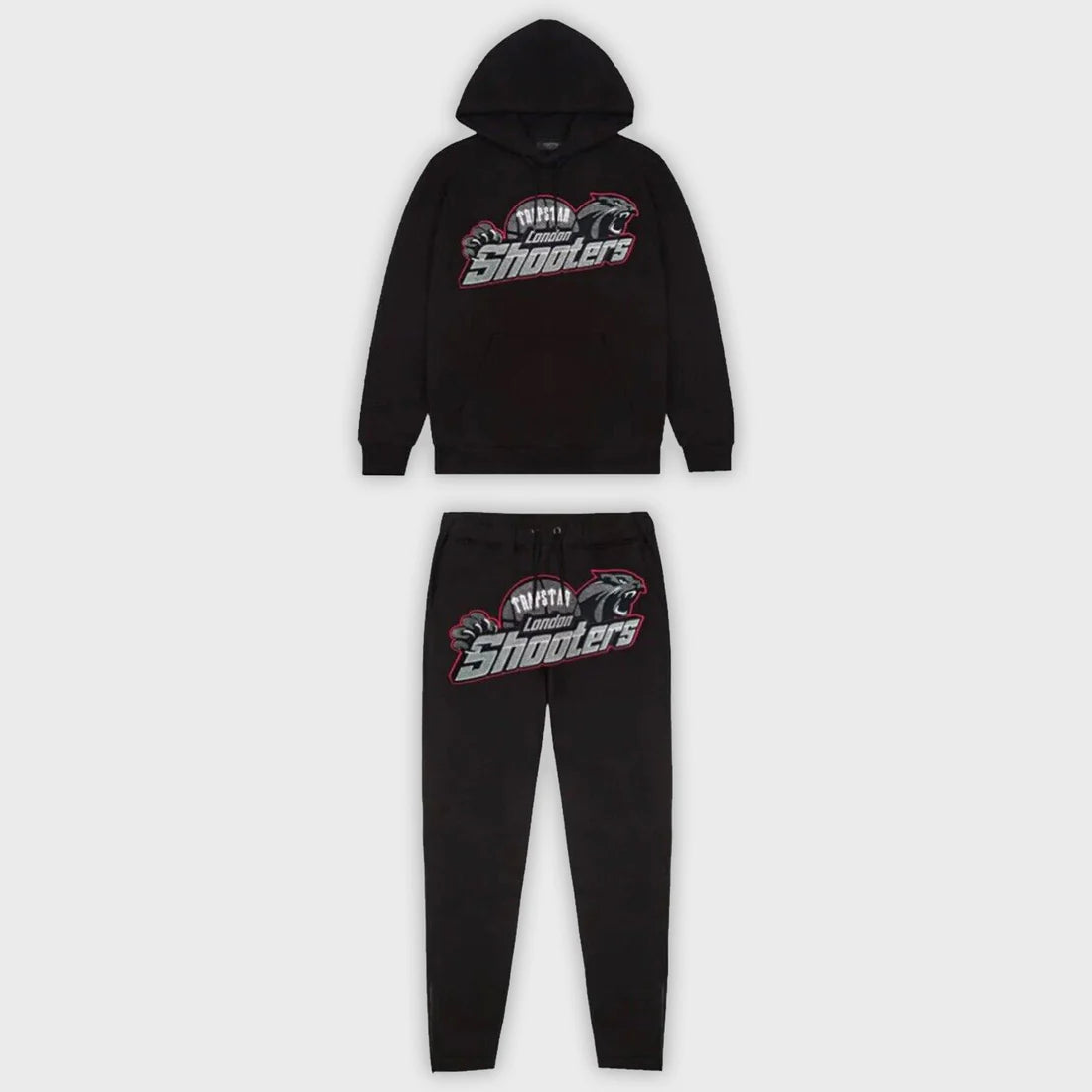 TRAPSTAR SHOOTERS HOODED TRACKSUIT - BLACK / RED