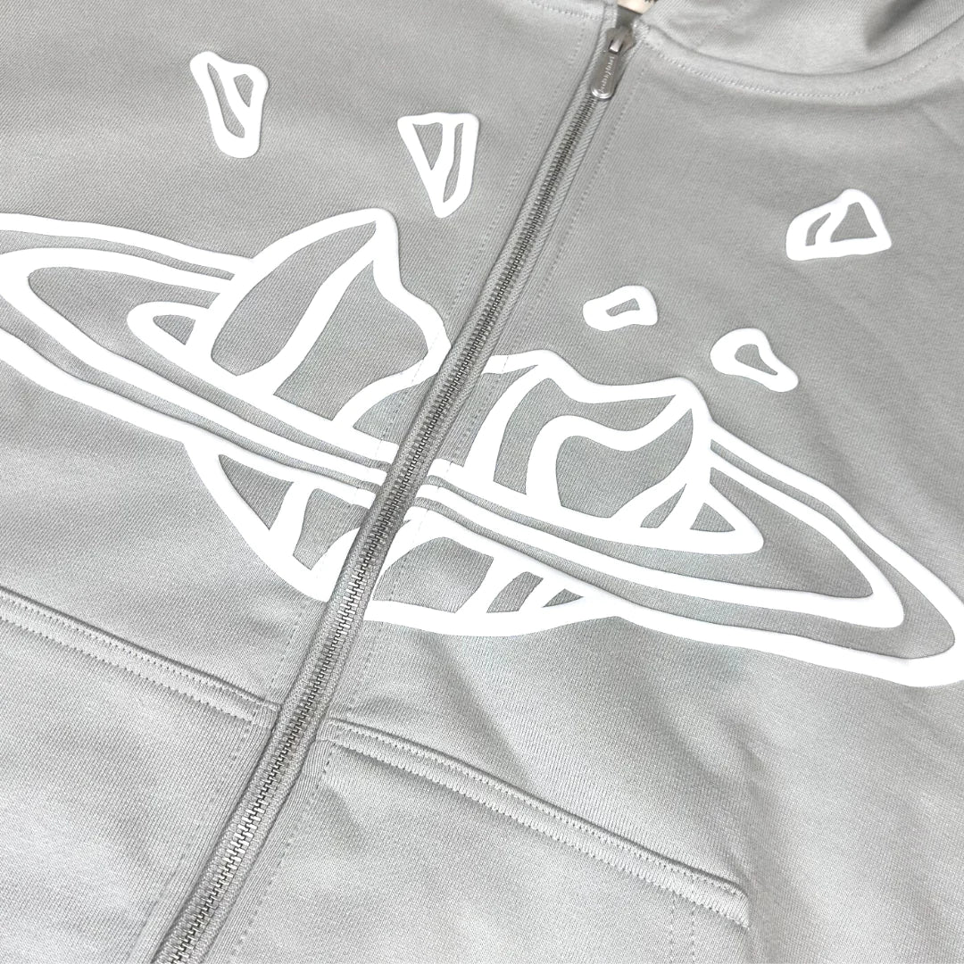 BROKEN PLANET BASIC ZIP UP HOODIE - STONE GREY