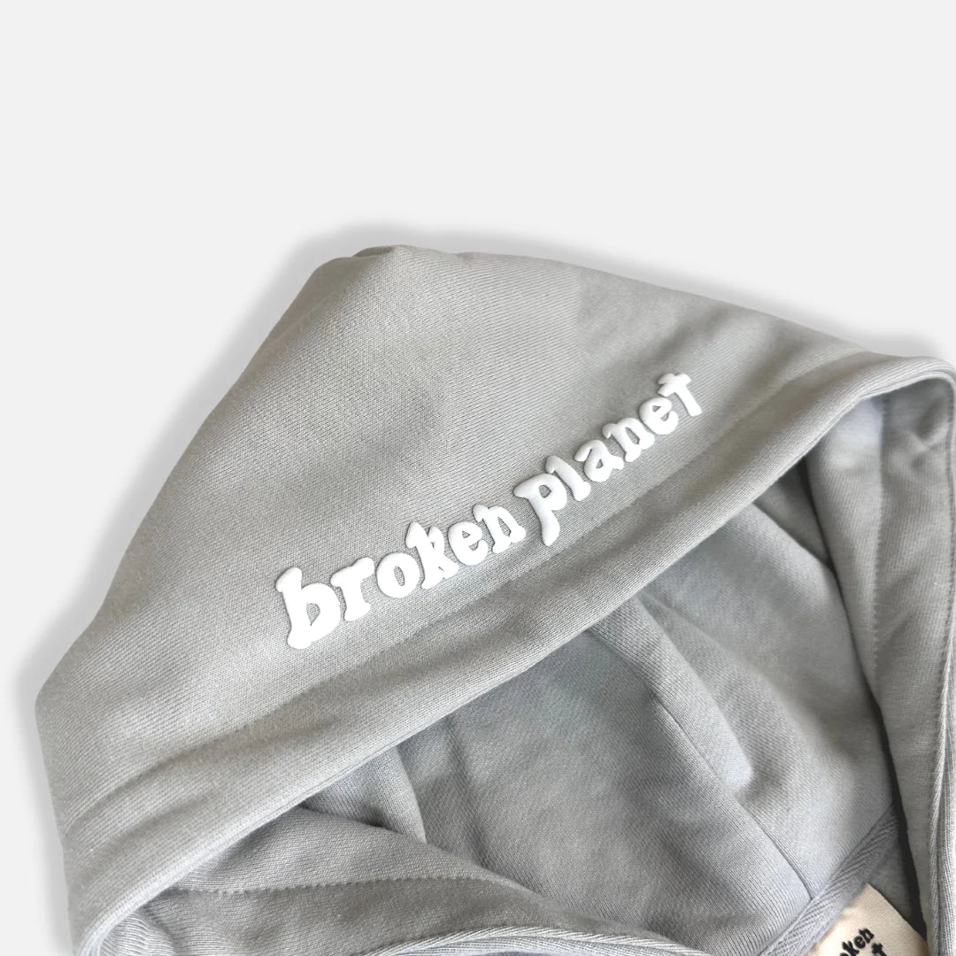 BROKEN PLANET BASIC ZIP UP HOODIE - STONE GREY