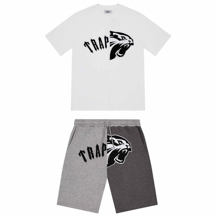 TRAPSTAR ARCH SHOOTERS SHORTS SET - WHITE/GREY/BLACK