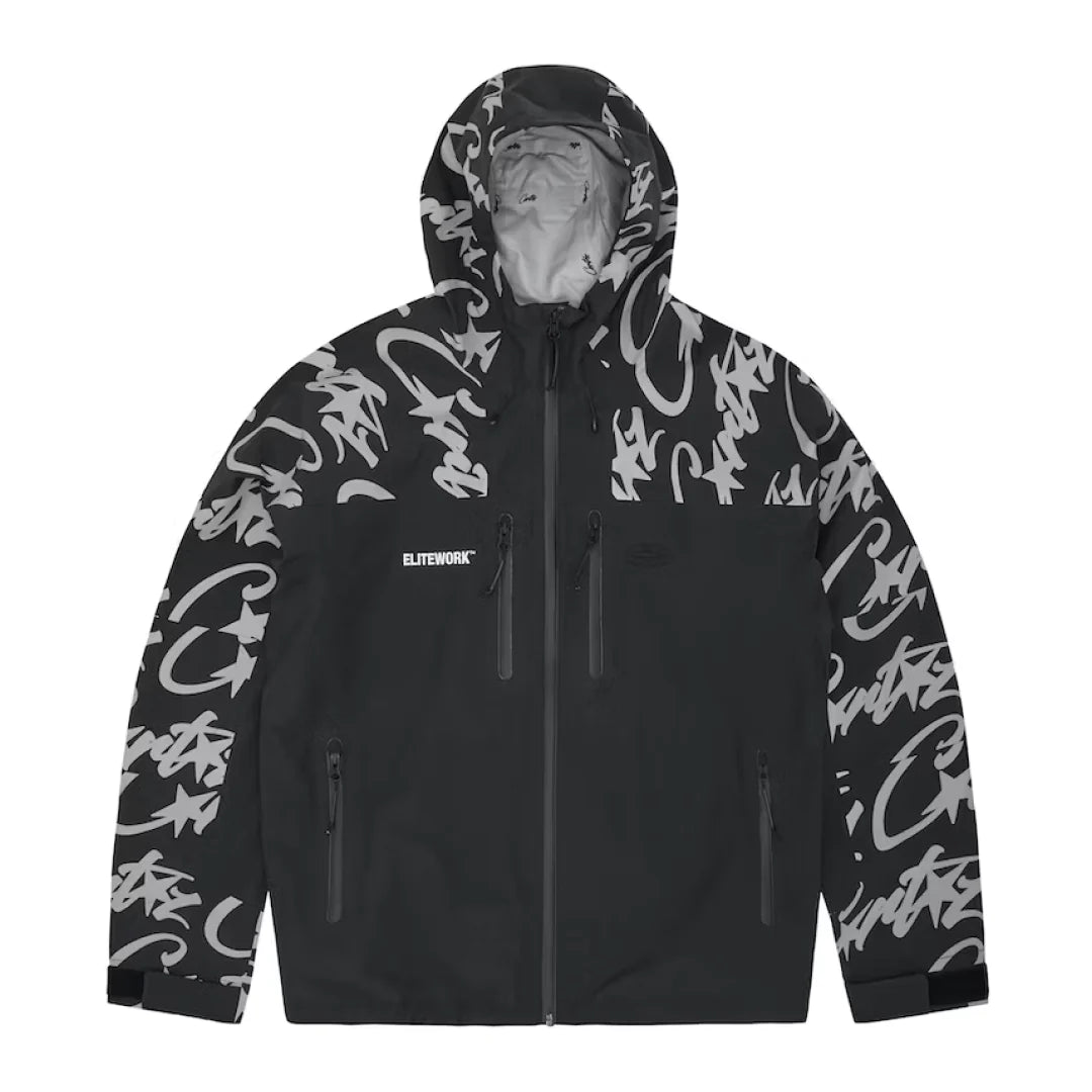 Corteiz Elitework Waterproof Shell Jacket - Black