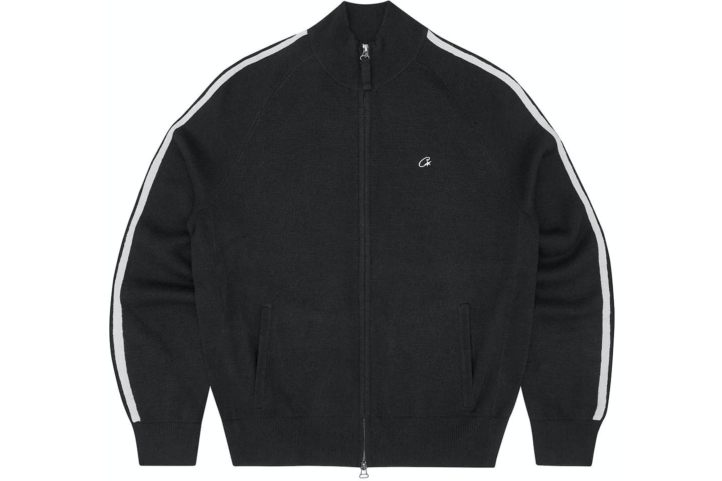 Corteiz Knit Zip Up Fleece - Black