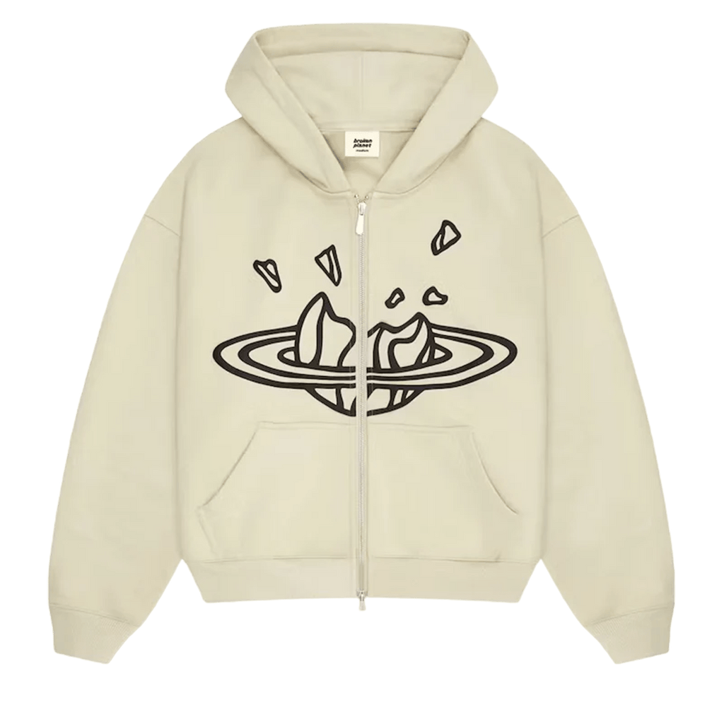 Broken Planet Market Zip Up Hoodie 'Bone White'