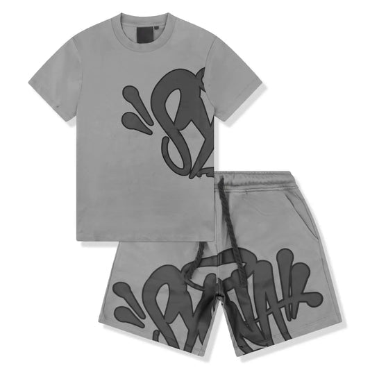 SYNAWORLD SYNA T-SHIRT & SHORTS LOGO SET - GREY