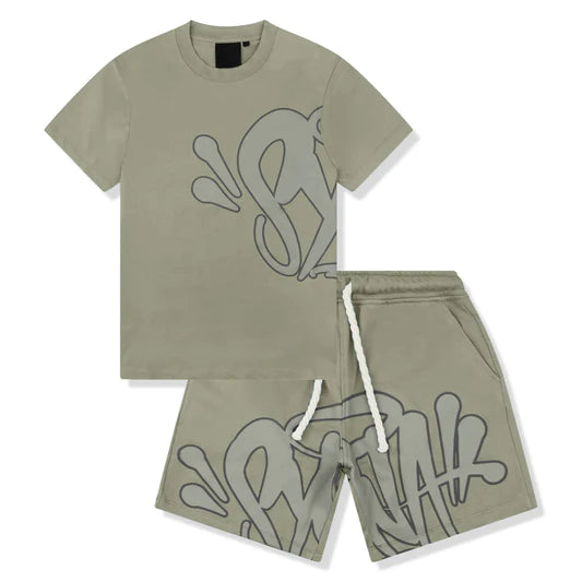 SYNAWORLD SYNA T-SHIRT & SHORTS LOGO SET - SAGE