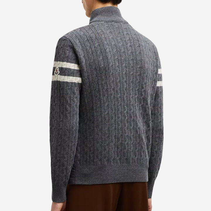 Moncler Padded Wool Zip-Up Cardigan - Grey
