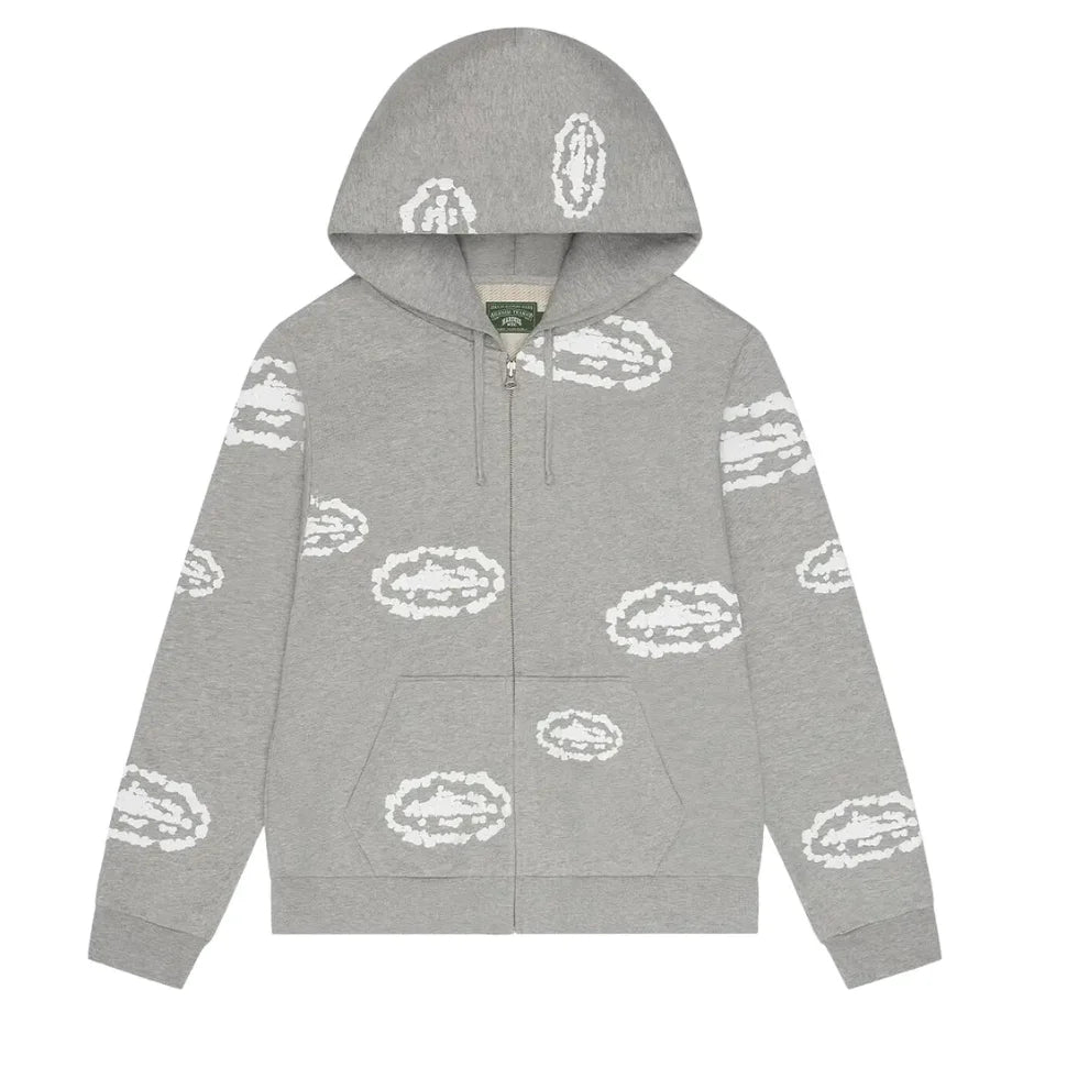 CORTEIZ X DENIM TEARS ZIP UP HOODIE GREY