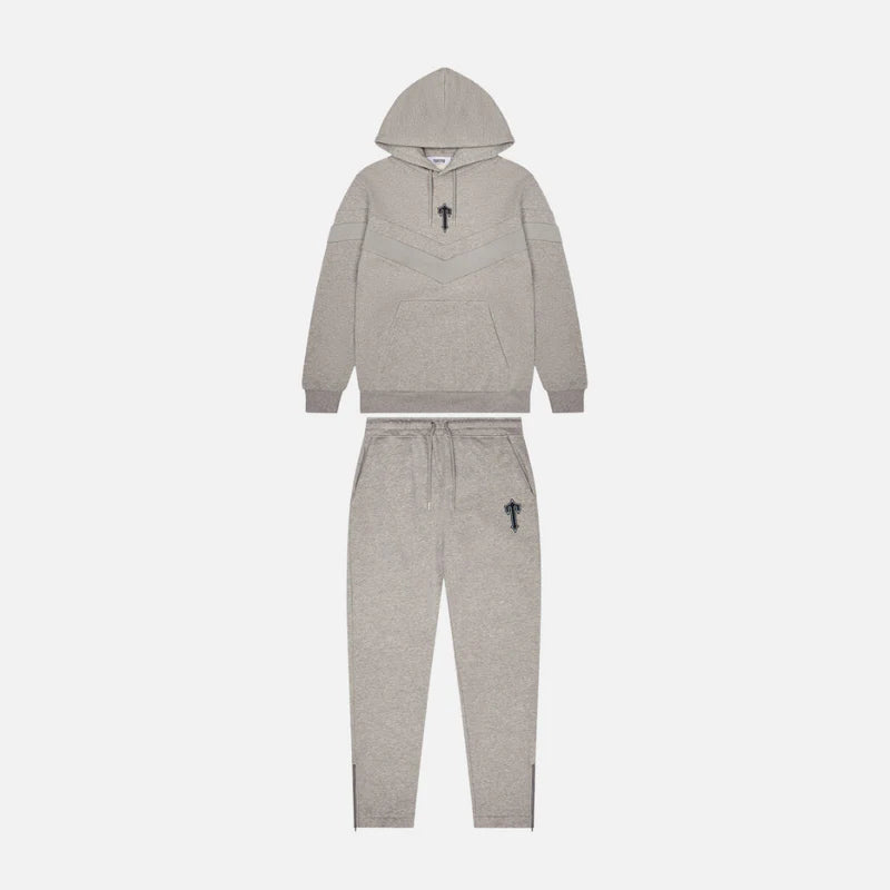 TRAPSTAR V-STRIPE HOODIE TRACKSUIT - GREY/CASHMERE BLUE