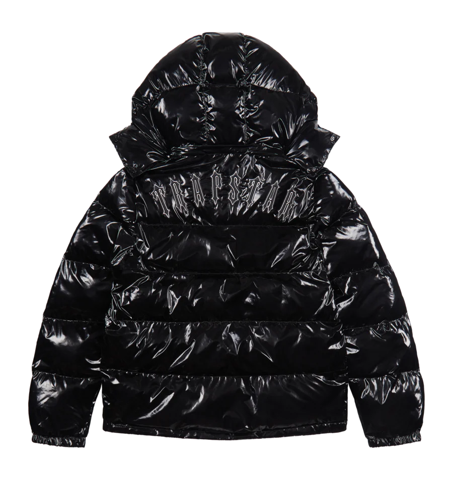 TRAPSTAR IRONGATE DETACHABLE HOODED PUFFER JACKET - SHINY BLACK