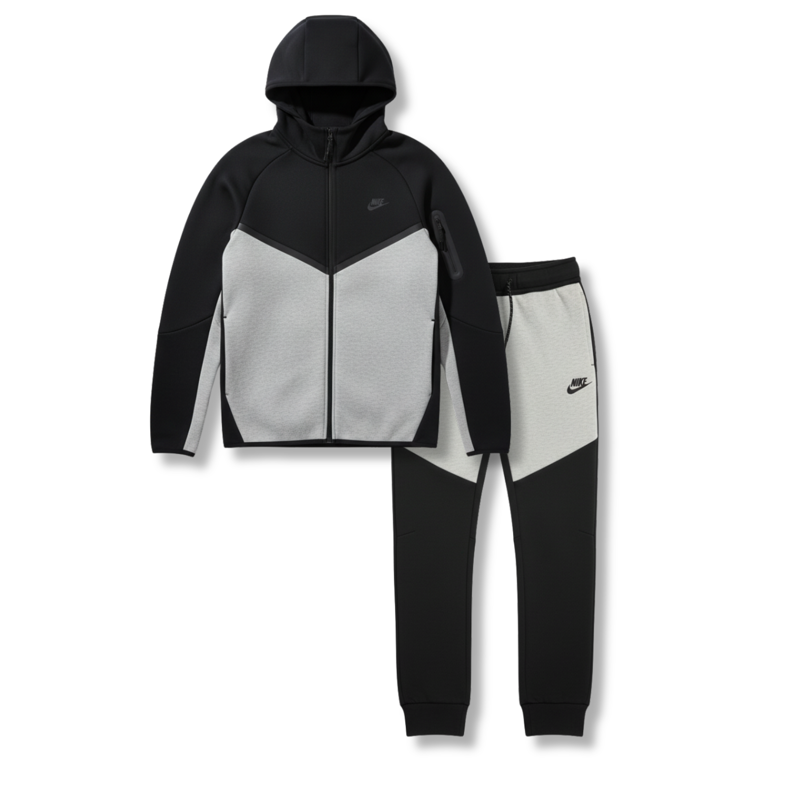 Nike Tech Fleece Full Zip Hoodie & Joggers Set Grey/Black 2025