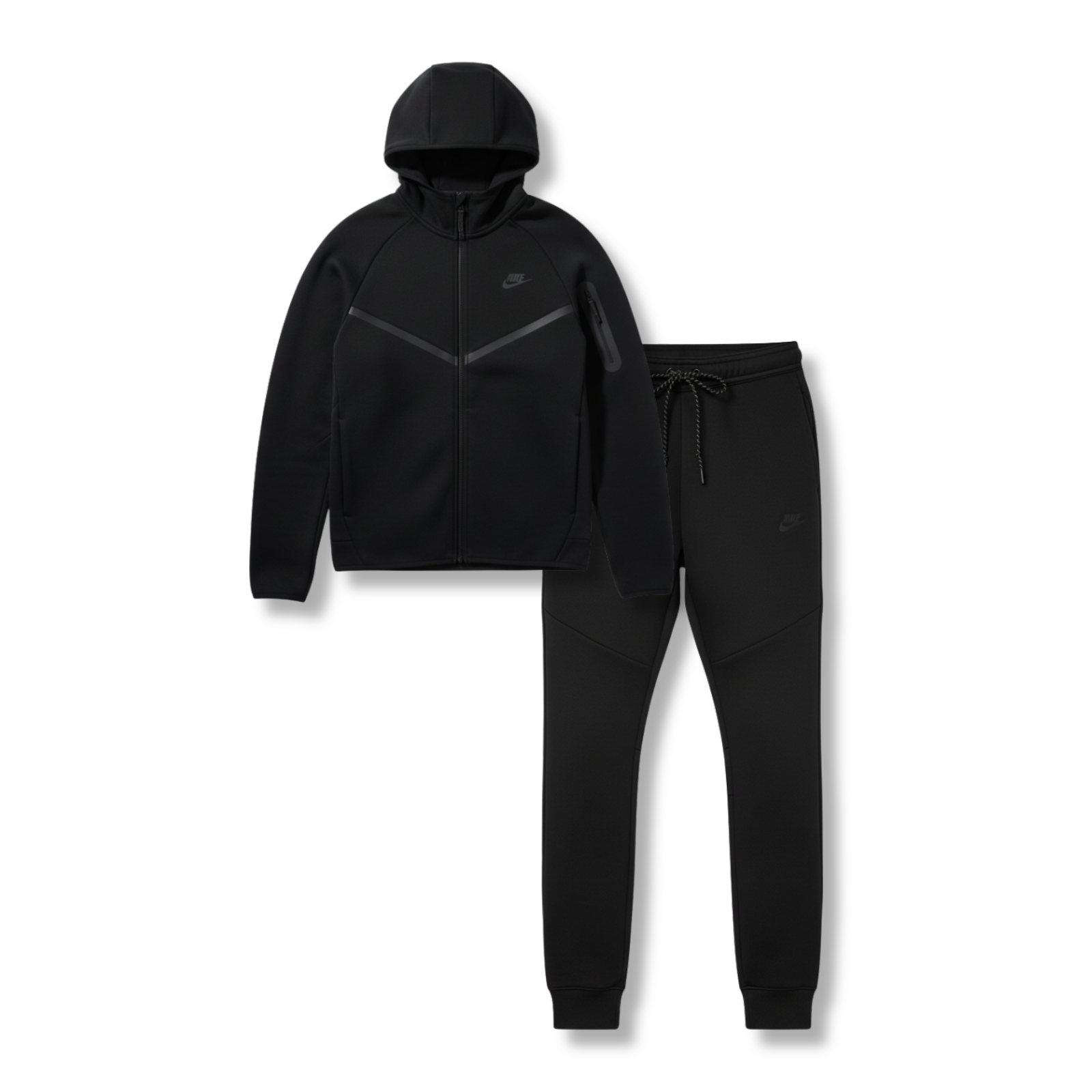 Nike Tech Fleece Full Zip Hoodie & Joggers Set Black/Black 2025