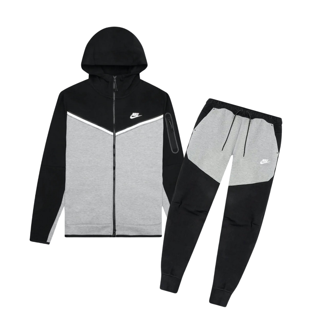 NIKE TECH FLEECE TRACKSUIT - BLACK, GREY & WHITE - SS20