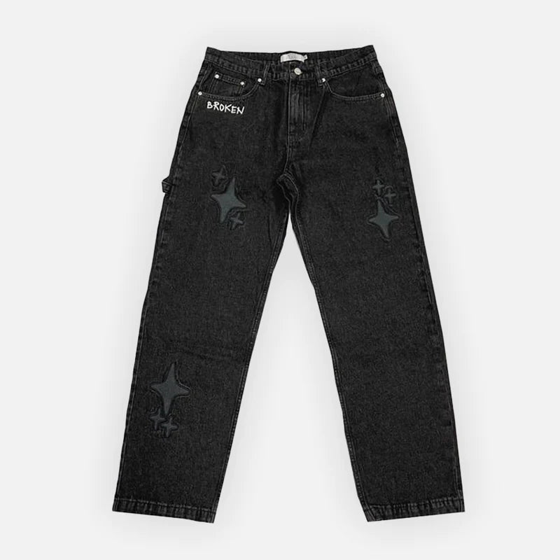 BROKEN PLANET MARKET STAR JEANS - BLACK