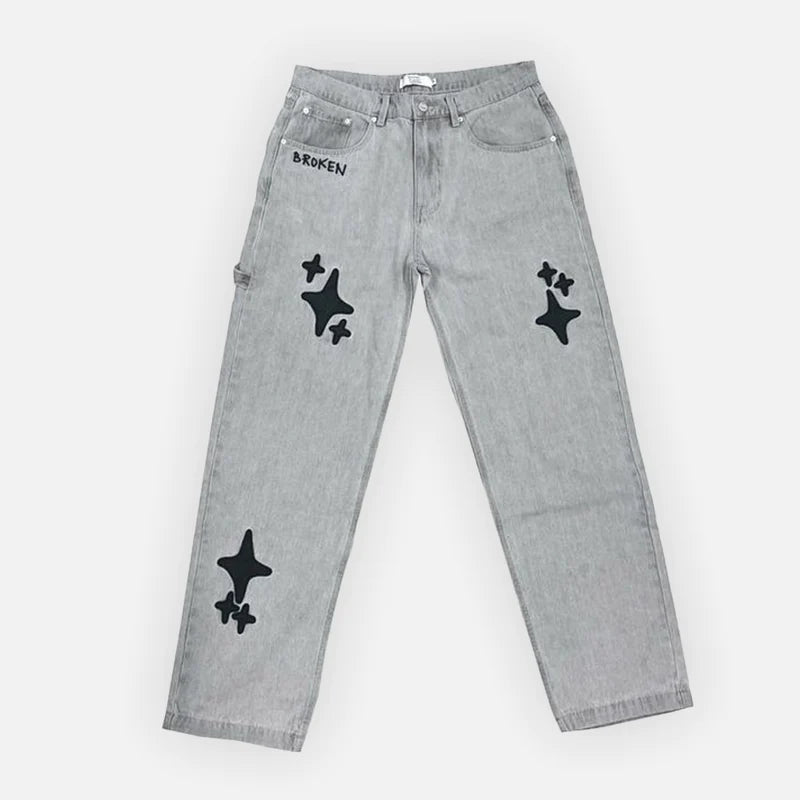 BROKEN PLANET MARKET STAR JEANS - GREY