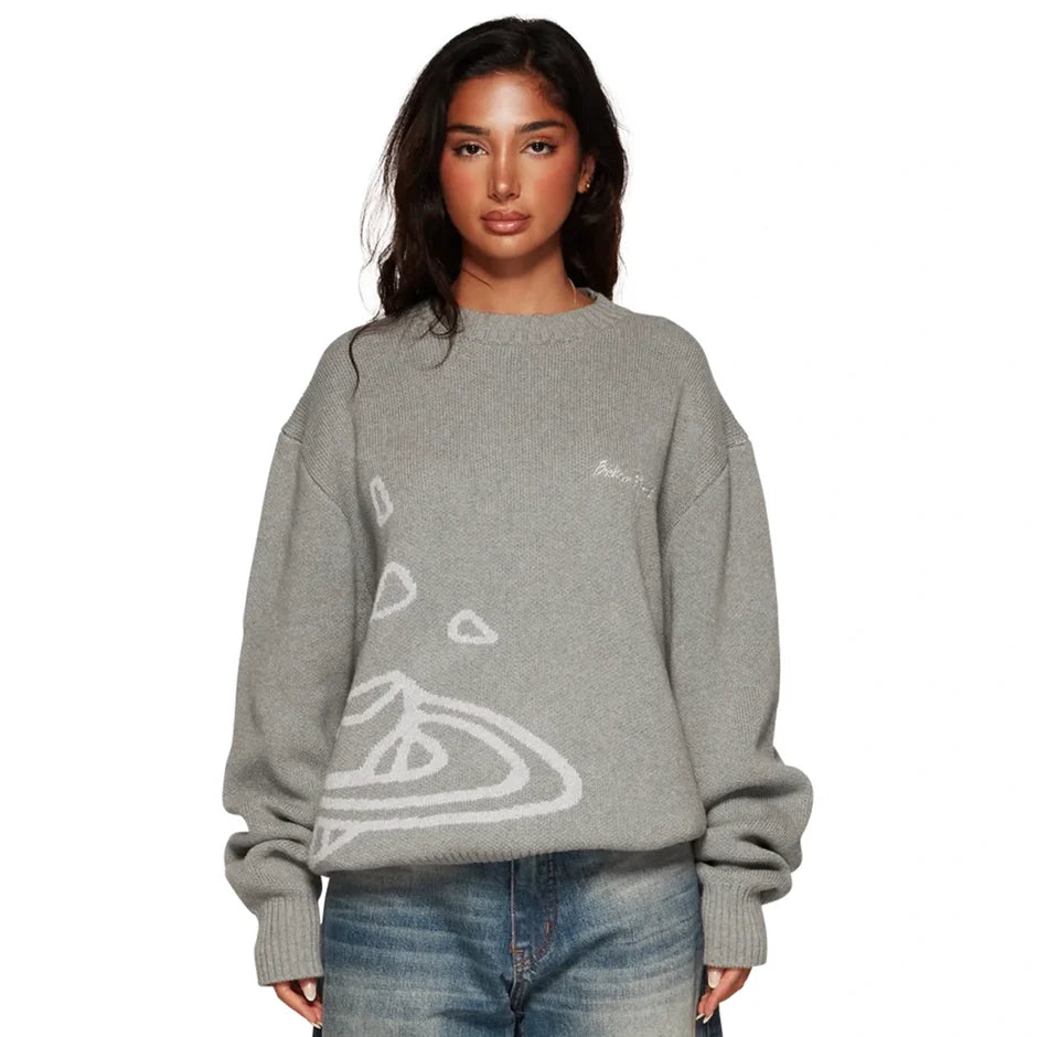 BROKEN PLANET MARKET KNIT SWEATER HEATHER GREY