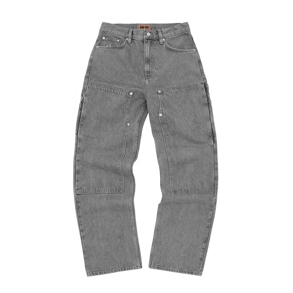 Corteiz Embossed C-star Denim Work Pant Grey