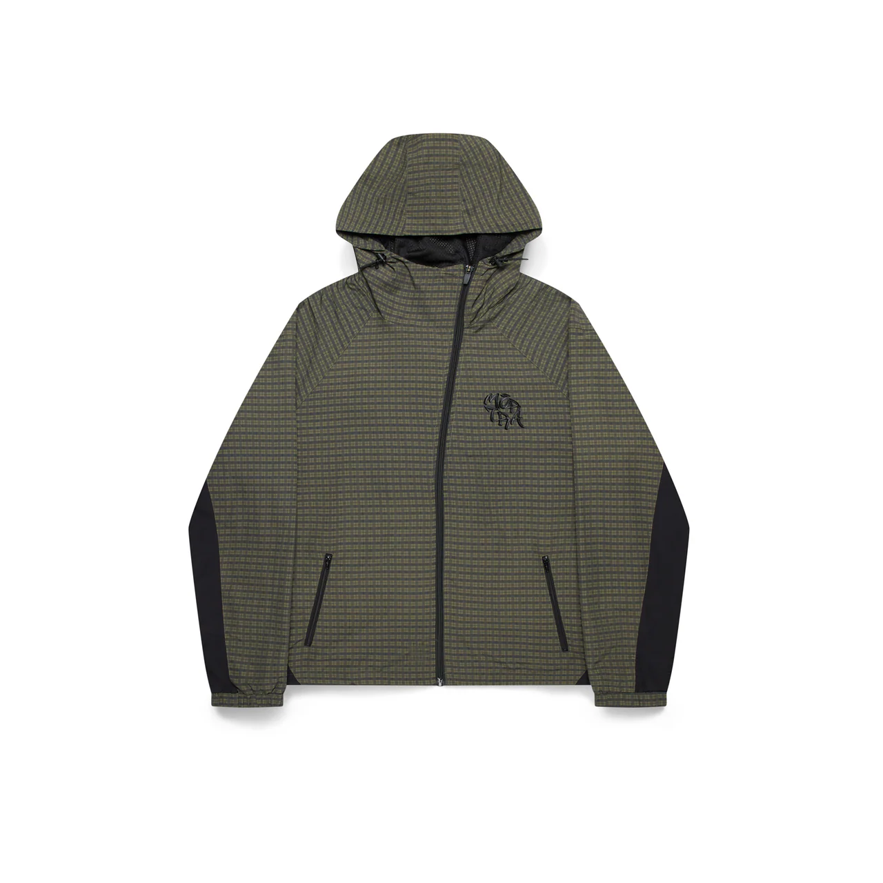 Mertra Asymmetrical Plaid Softshell Jacket (Green)