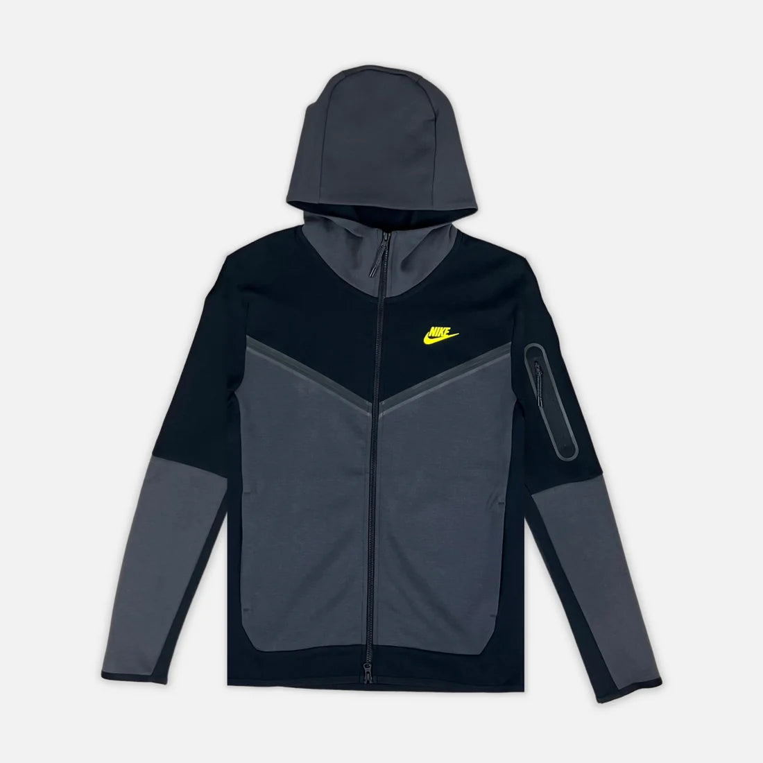 NIKE TECH FLEECE HOODIE - BLACK / ANTHRACITE / VOLT - SS20