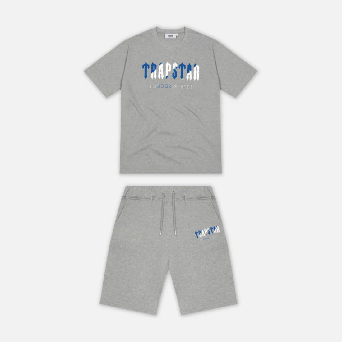 TRAPSTAR CHENILLE DECODED SHORTS SET - GREY/DAZZLING BLUE