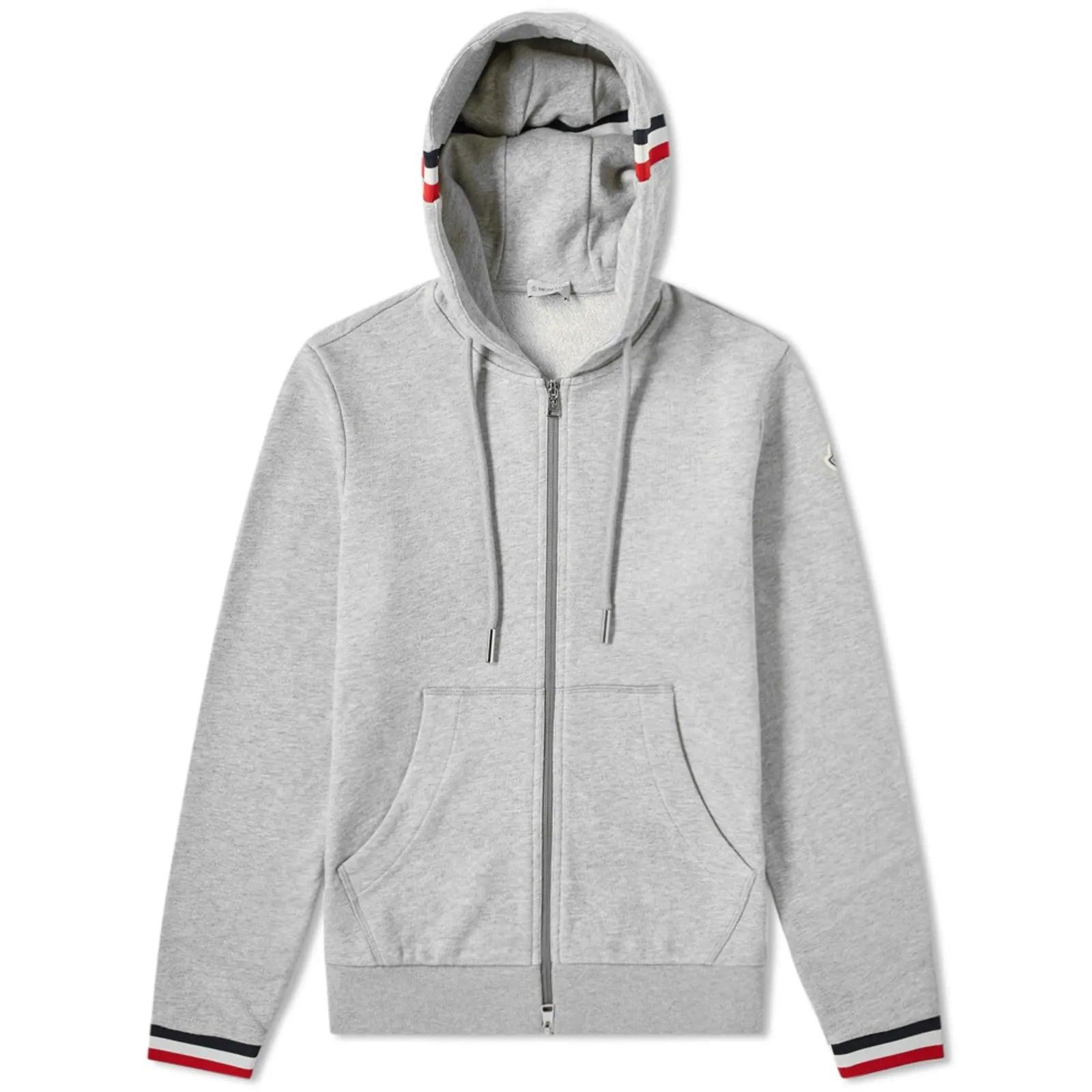 MONCLER LOGO ZIP HOODY GREY