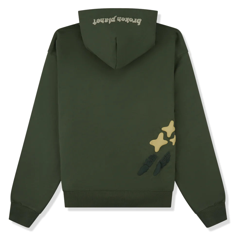 BROKEN PLANET SPACE TRAILS OLIVE GREEN HOODIE