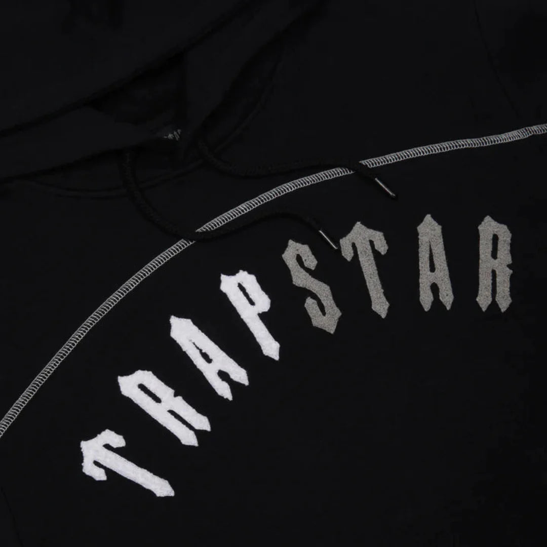 TRAPSTAR IRONGATE ARCH CHENILLE HOODED TRACKSUIT - BLACK MONOCHROME EDITION