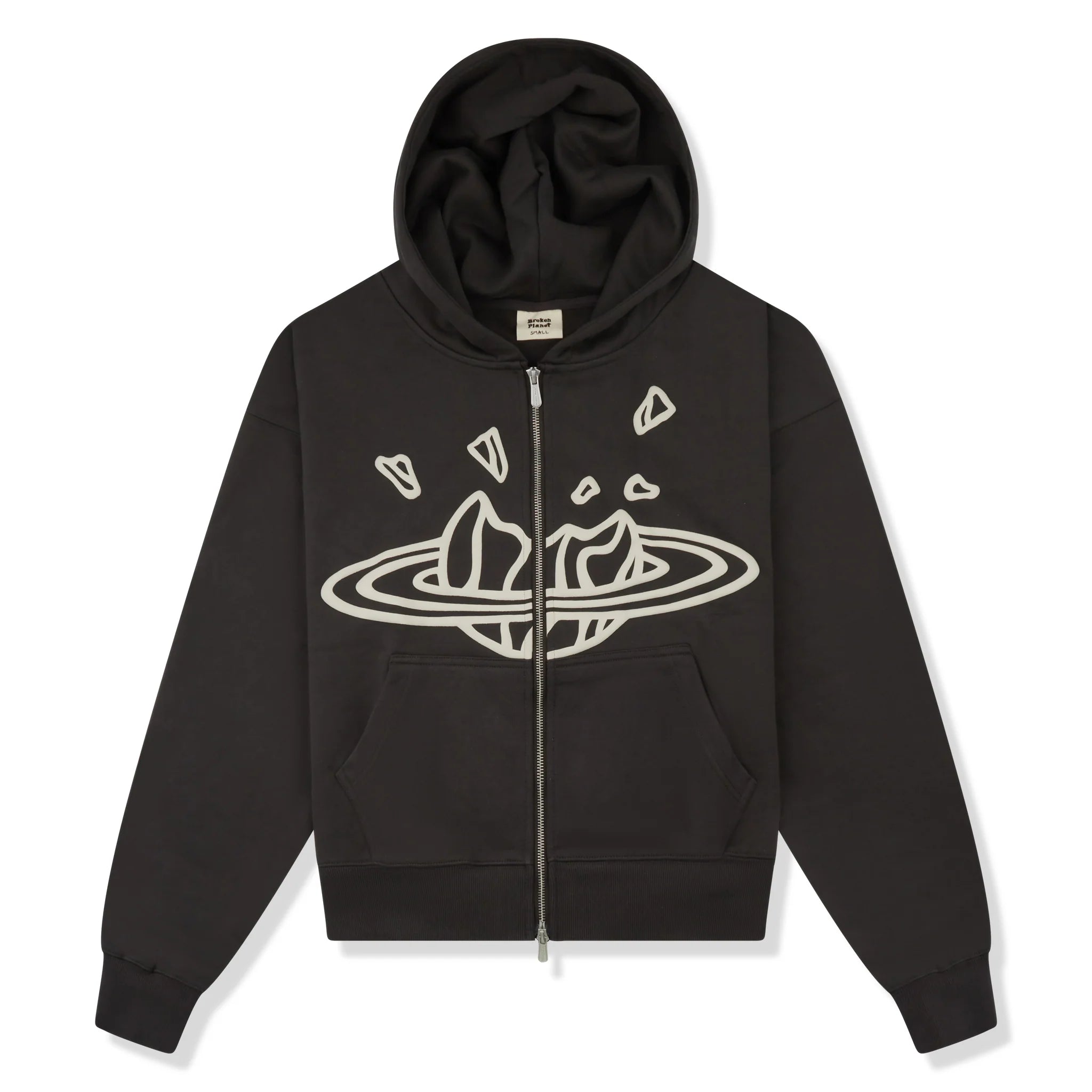 Broken Planet Space Zip Up Soot Black Hoodie