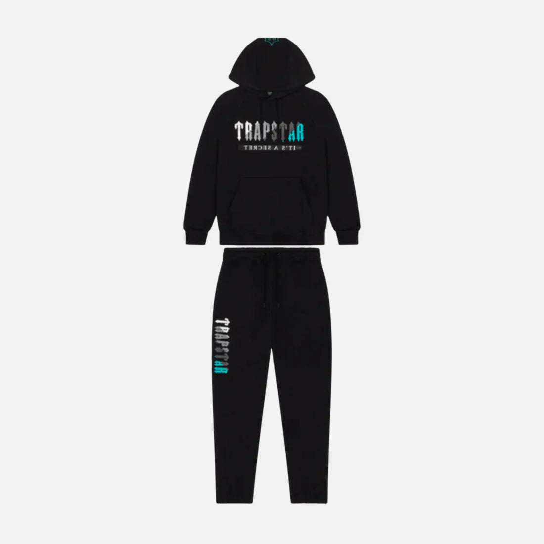 TRAPSTAR CHENILLE DECODED 2.0 HOODED TRACKSUIT - BLACK/TEAL
