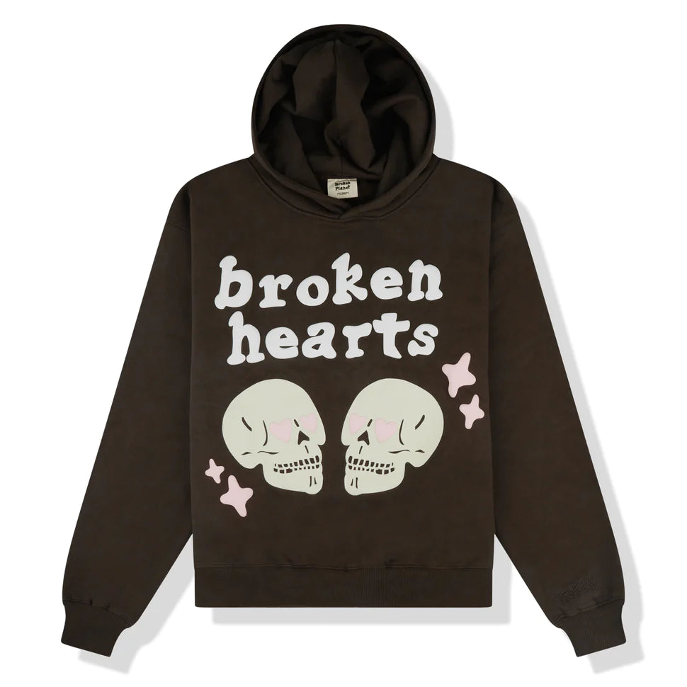 BROKEN PLANET BROKEN HEARTS DARK BROWN HOODIE