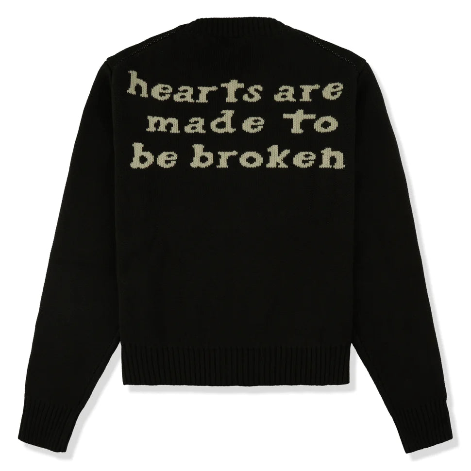 BROKEN PLANET HEARTS ARE MEANT TO BE BROKEN SOOT BLACK KNIT SWEATSHIRT
