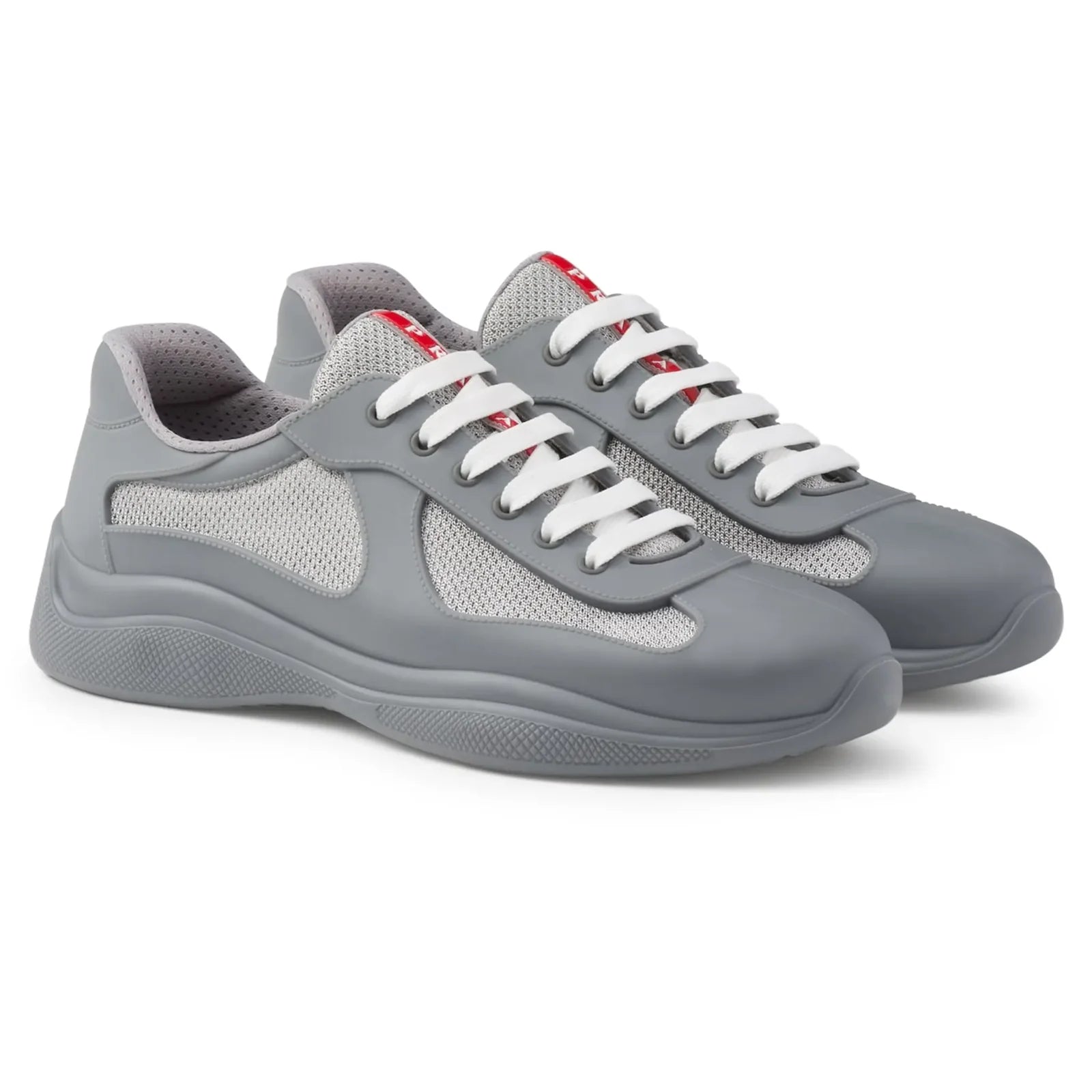 Prada Americas Cup Soft Rubber And Bike Fabric Steel Grey Sneaker