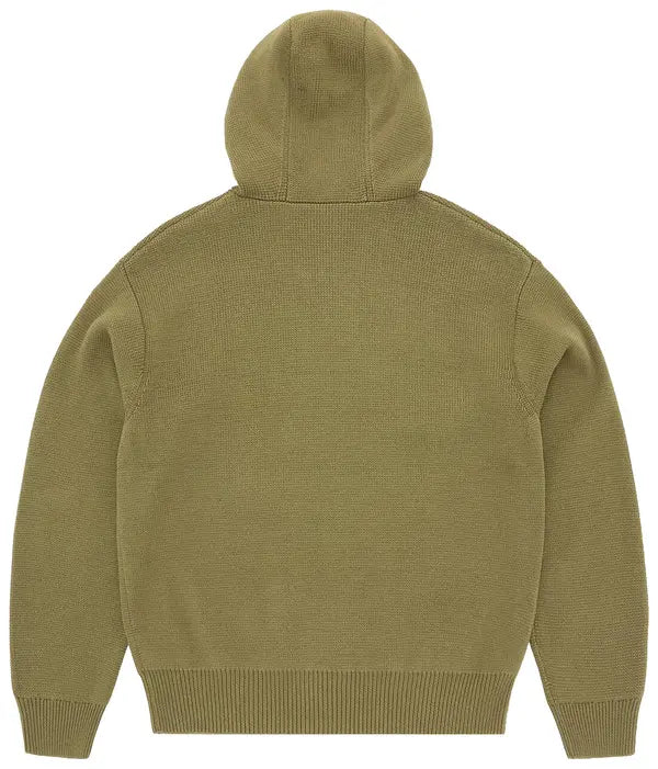 Corteiz 3m College Knit Zip Hoodie 'Olive'