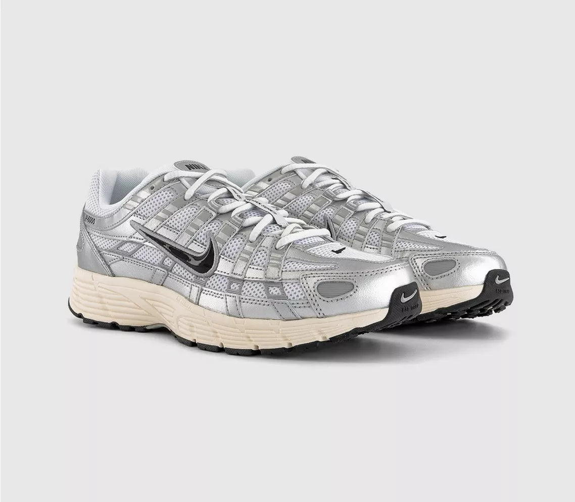 Nike P-6000 White Black Metallic Silver