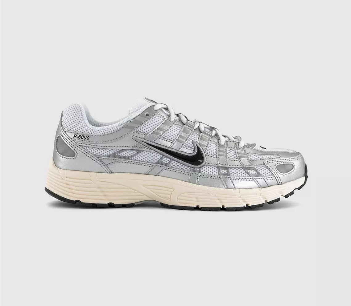 Nike P-6000 White Black Metallic Silver