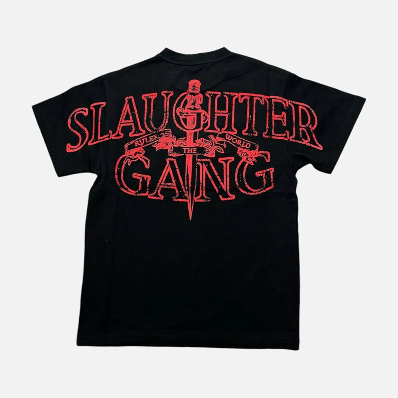 Corteiz RTW x Slaughter Gang T-Shirt - Black / Red